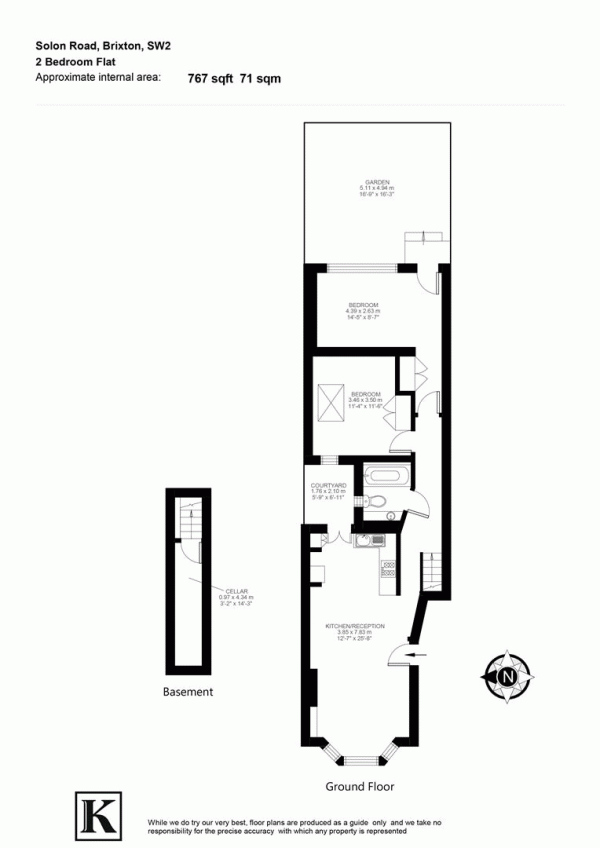 Floor Plan for 2 Bedroom Flat for Sale in Solon Road, SW2, SW2, 5UY -  &pound675,000