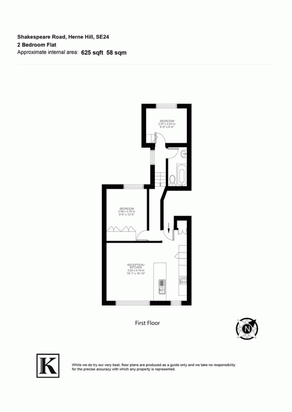 Floor Plan Image for 2 Bedroom Flat for Sale in Shakespeare Road, SE24