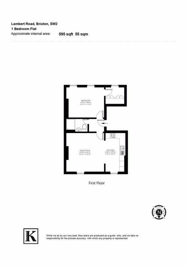 Floor Plan Image for 1 Bedroom Flat for Sale in Lambert Road, SW2