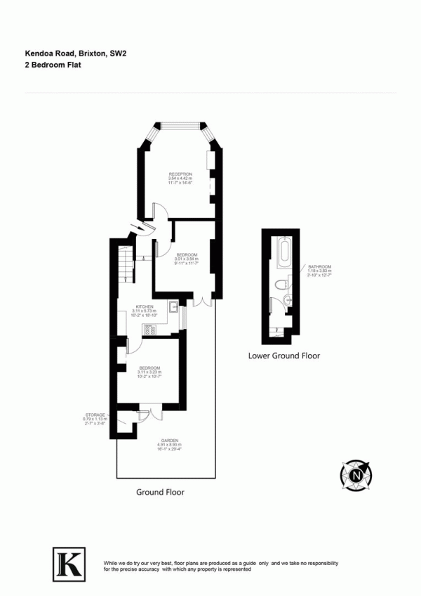 Floor Plan Image for 2 Bedroom Flat for Sale in Kendoa Road, SW4