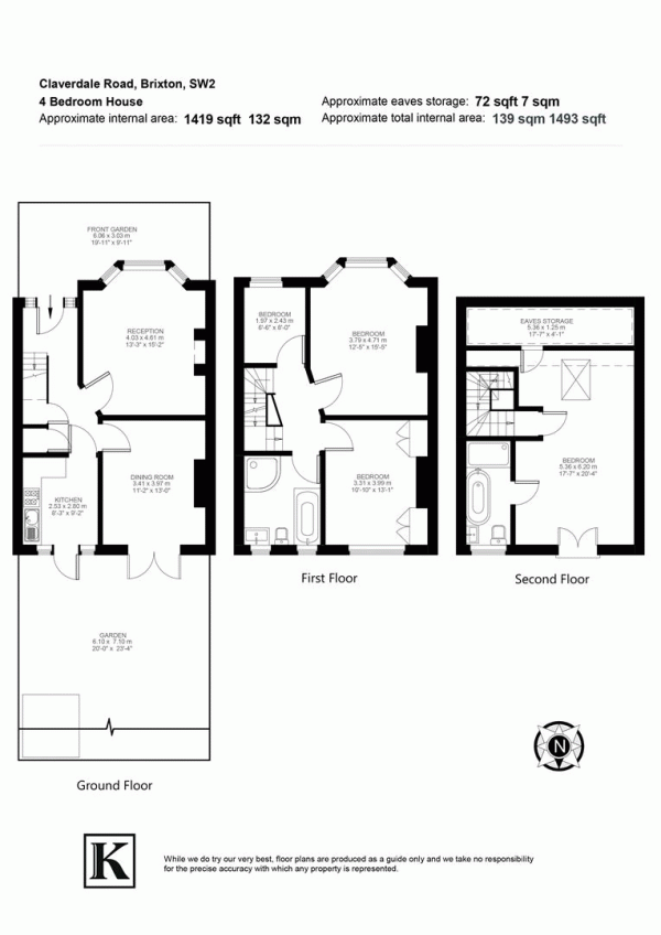 Floor Plan Image for 4 Bedroom Property for Sale in Claverdale Road, SW2