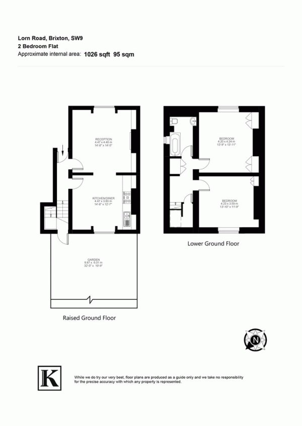 Floor Plan for 2 Bedroom Flat for Sale in Lorn Road, SW9, SW9, 0AD -  &pound730,000