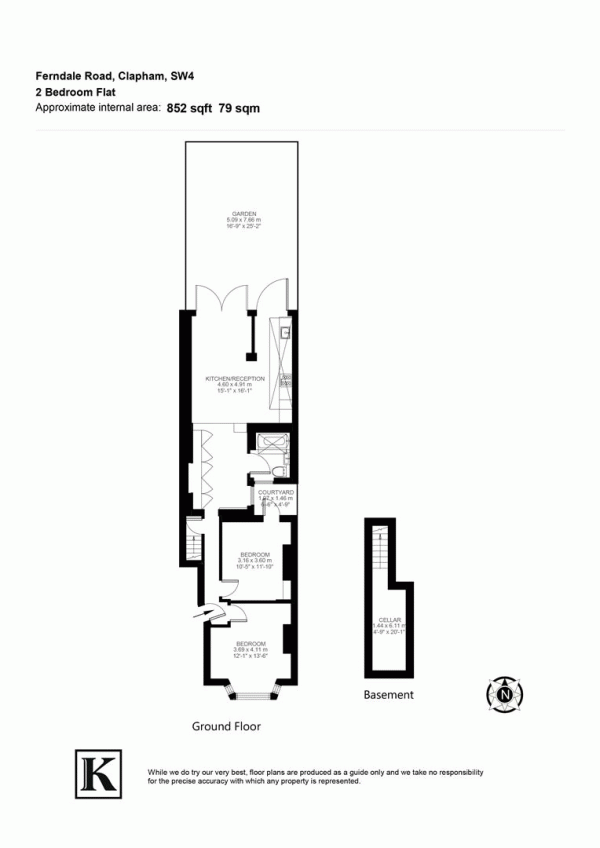 Floor Plan Image for 2 Bedroom Flat for Sale in Ferndale Road, SW4