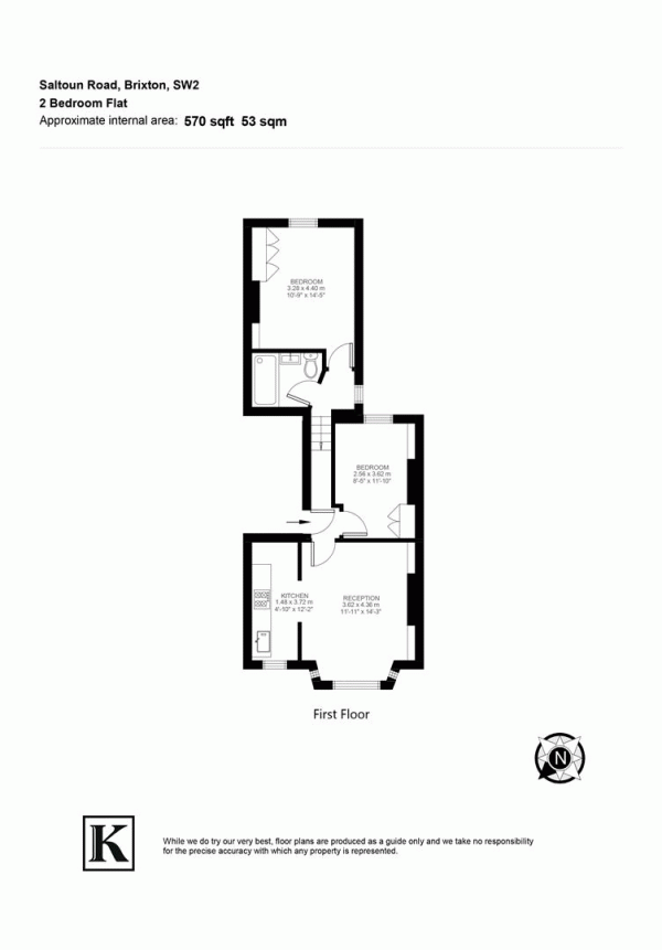 Floor Plan Image for 2 Bedroom Flat for Sale in Saltoun Road, SW2