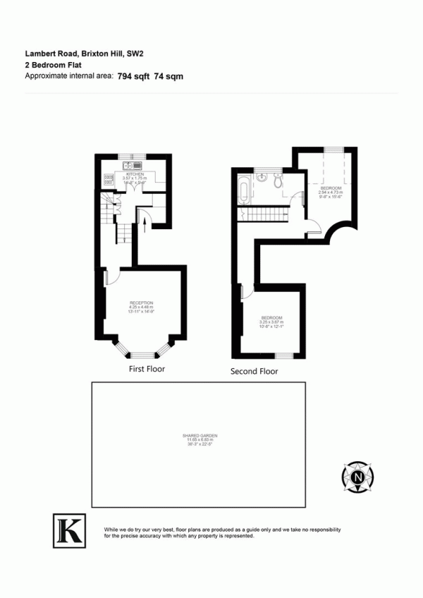 Floor Plan Image for 2 Bedroom Flat for Sale in Lambert Road, SW2