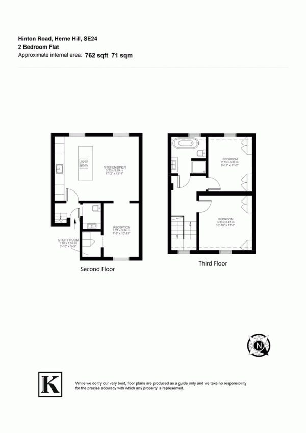 Floor Plan for 2 Bedroom Flat for Sale in Hinton Road, SE24, SE24, 0HJ -  &pound575,000