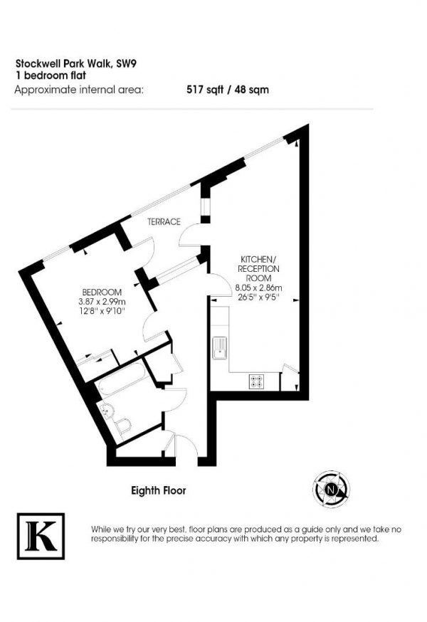 Floor Plan Image for 1 Bedroom Flat for Sale in Stockwell Park Walk, SW9