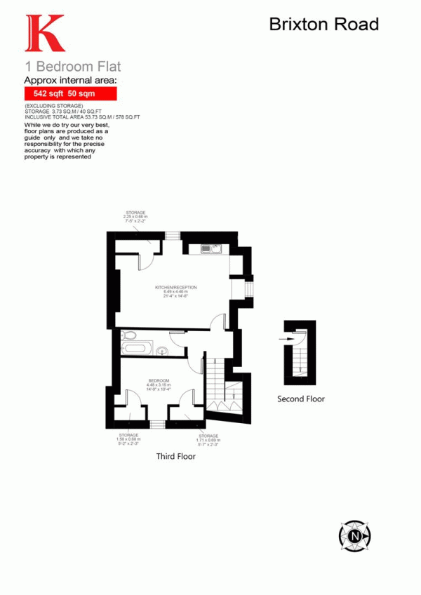 Floor Plan Image for 1 Bedroom Flat for Sale in Brixton Road, SW9