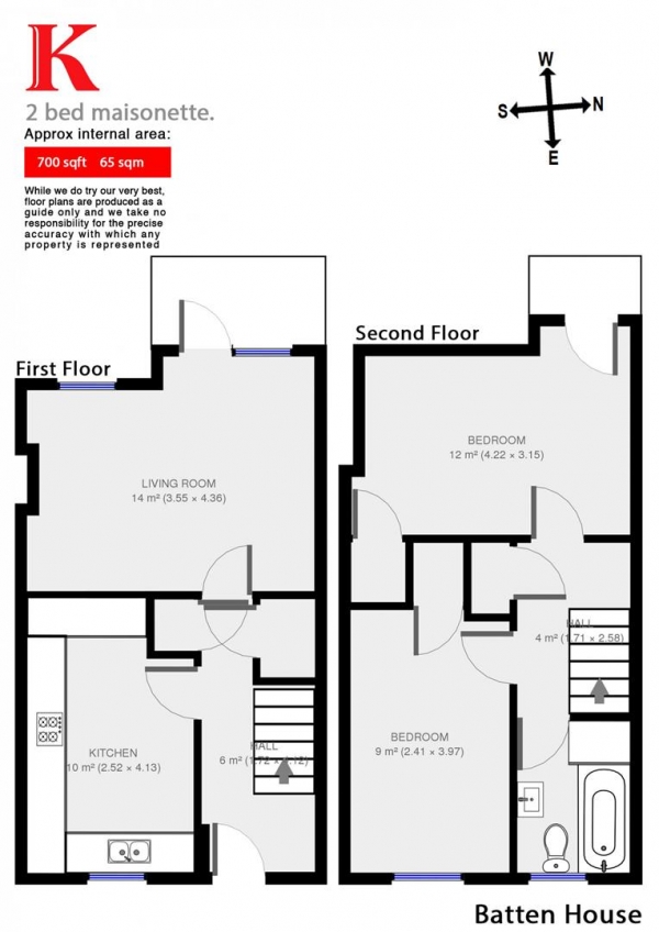 Floor Plan Image for 2 Bedroom Flat to Rent in Worsopp Drive, SW4