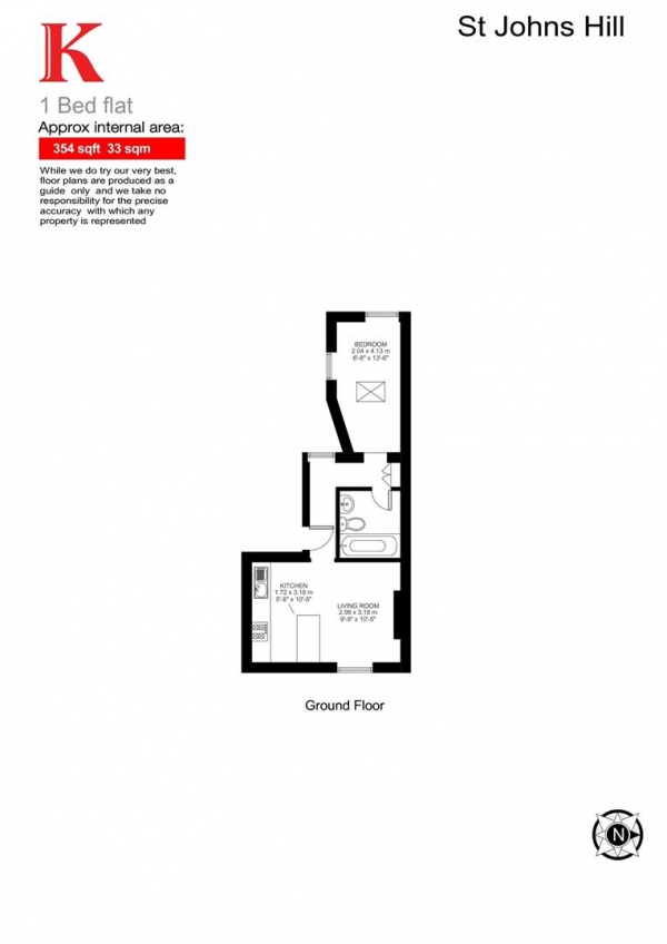 Floor Plan Image for 1 Bedroom Flat to Rent in St. John's Hill, SW11