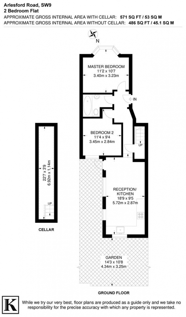 Floor Plan Image for 2 Bedroom Flat for Sale in Arlesford Road, SW9