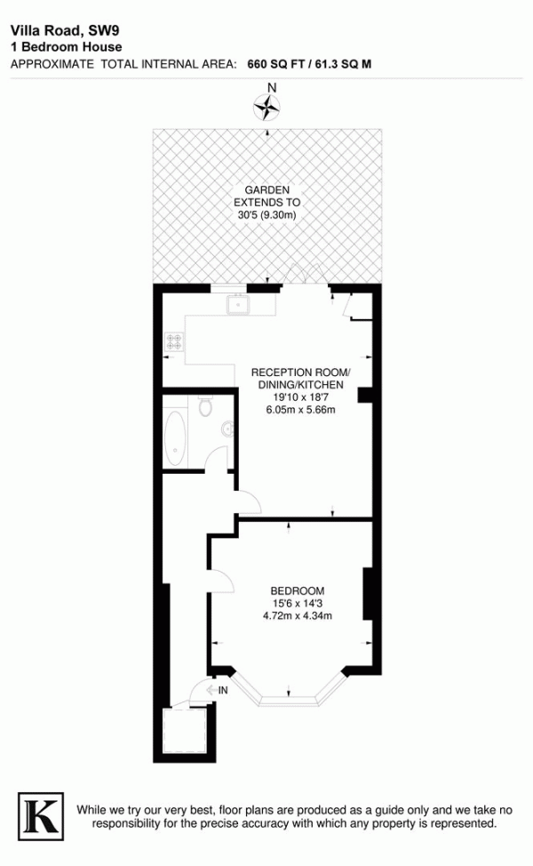 Floor Plan for 1 Bedroom Flat for Sale in Villa Road, SW9, SW9, 7ND -  &pound465,000