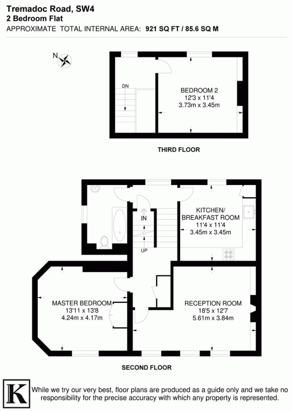 Floor Plan Image for 2 Bedroom Flat for Sale in Tremadoc Road, SW4