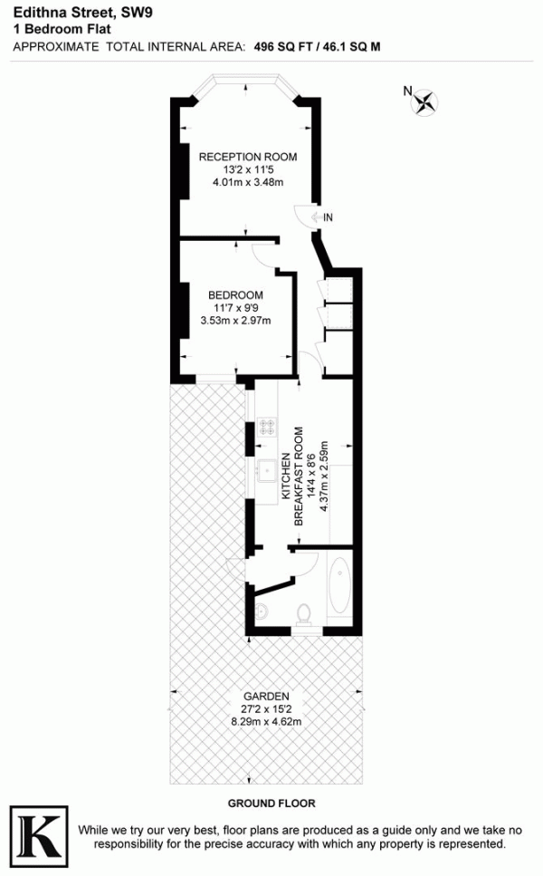 Floor Plan Image for 1 Bedroom Flat for Sale in Edithna Street, SW9