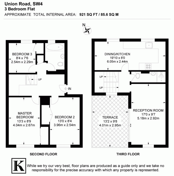 Floor Plan for 3 Bedroom Maisonette for Sale in Union Road, SW4, SW4, 6JW - Offers Over &pound580,000