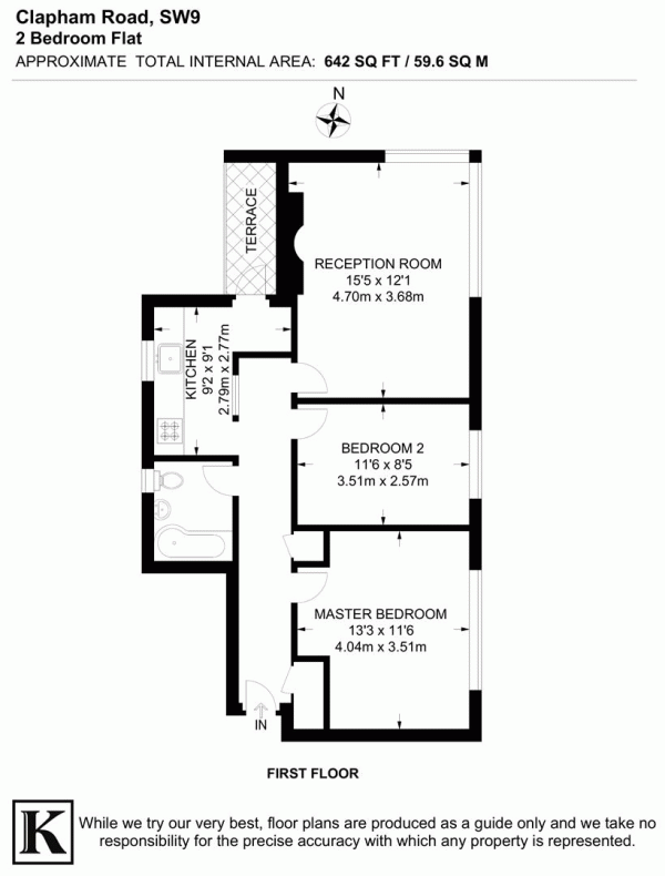 Floor Plan Image for 2 Bedroom Flat for Sale in Clapham Road, SW9