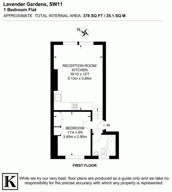 Floor Plan Image for 1 Bedroom Flat for Sale in Lavender Gardens, SW11