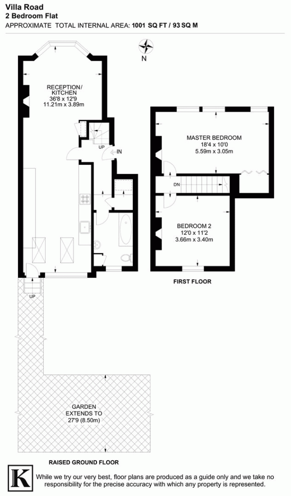 Floor Plan for 2 Bedroom Flat for Sale in Villa Road, SW9, SW9, 7ND -  &pound745,000