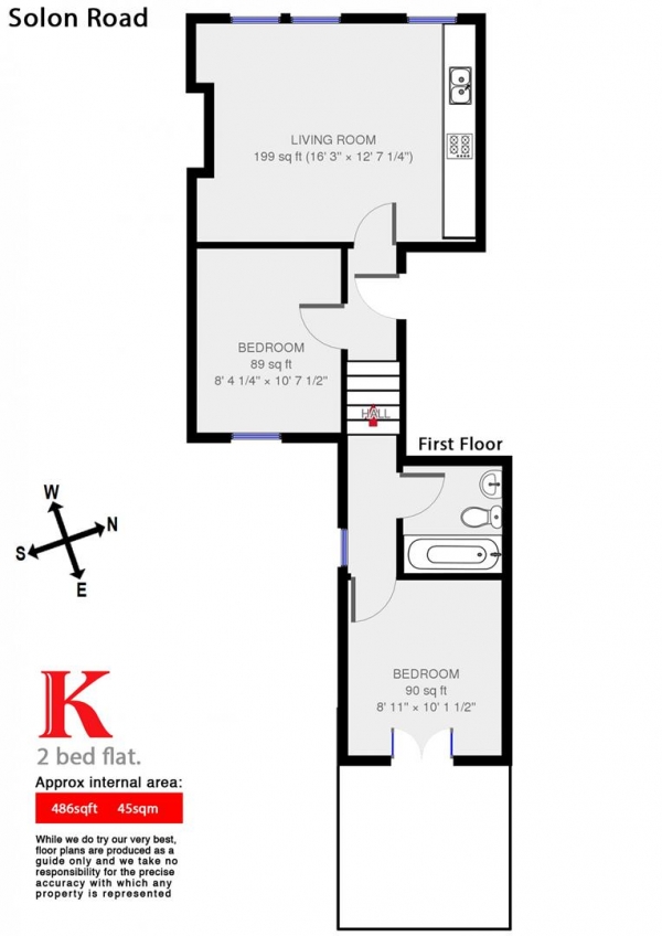 Floor Plan Image for 2 Bedroom Flat to Rent in Solon Road, SW2