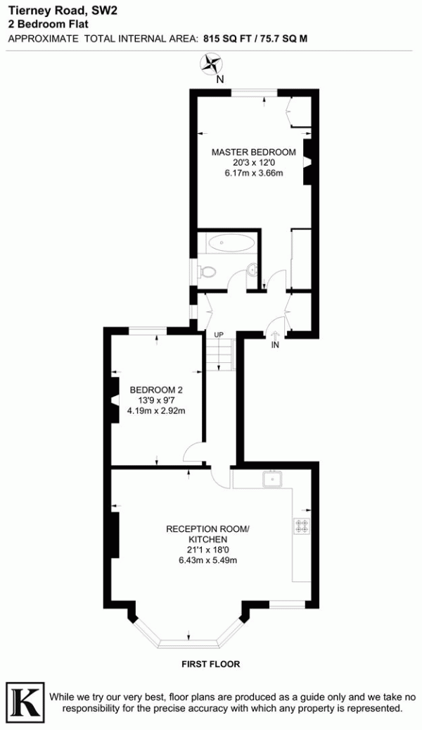 Floor Plan Image for 2 Bedroom Flat for Sale in Tierney Road, SW2