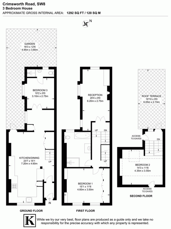 Floor Plan Image for 3 Bedroom Property for Sale in Crimsworth Road, SW8