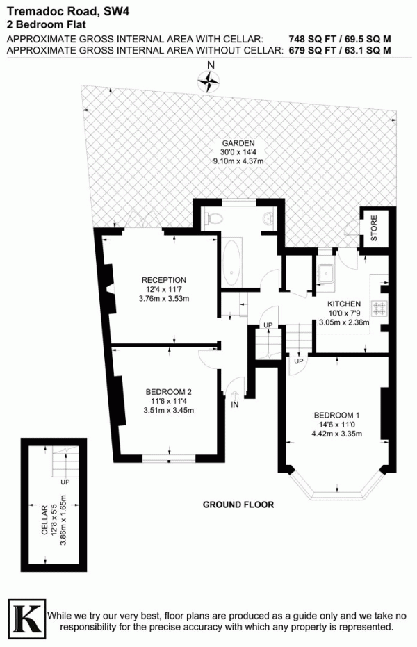 Floor Plan Image for 2 Bedroom Flat for Sale in Tremadoc Road, SW4