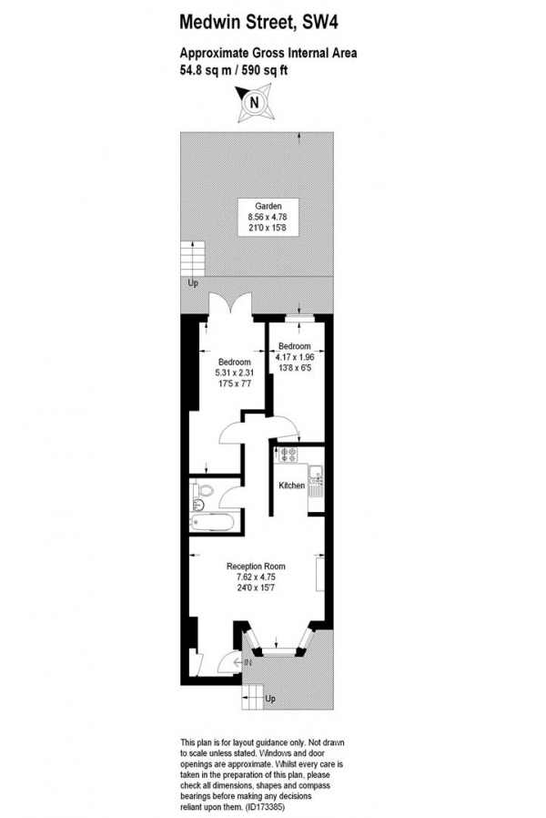 Floor Plan for 2 Bedroom Flat to Rent in Medwin Street, SW4, SW4, 7RT - £470  pw | £2037 pcm