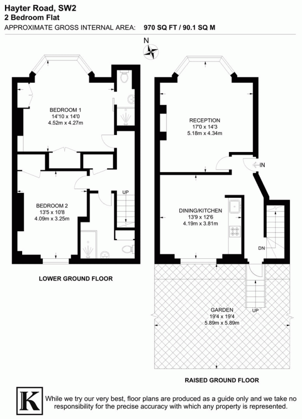 Floor Plan Image for 2 Bedroom Flat for Sale in Hayter Road, SW2