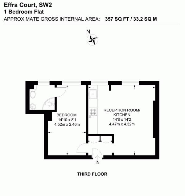 Floor Plan Image for 1 Bedroom Flat for Sale in Brixton Hill, SW2