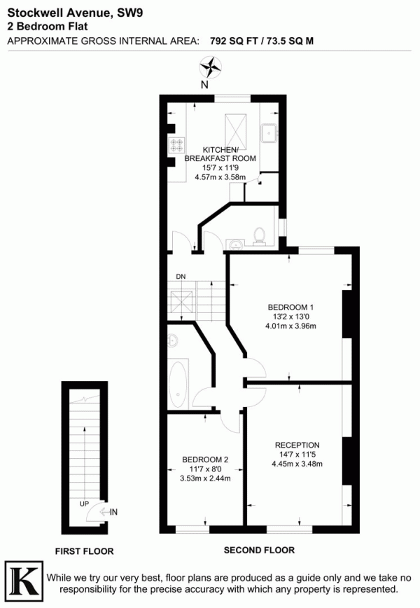 Floor Plan Image for 2 Bedroom Flat for Sale in Stockwell Avenue, SW9