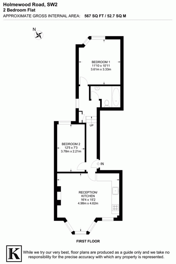 Floor Plan Image for 2 Bedroom Flat for Sale in Holmewood Road, SW2