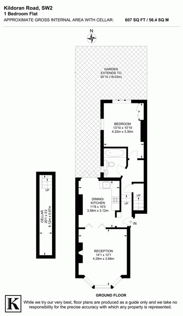 Floor Plan Image for 1 Bedroom Flat for Sale in Kildoran Road, SW2