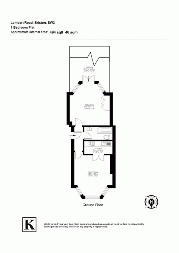 Floor Plan Image for 1 Bedroom Flat to Rent in Lambert Road, London