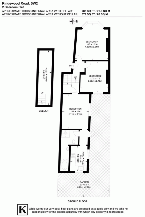 Floor Plan Image for 2 Bedroom Flat for Sale in Kingswood Road, SW2