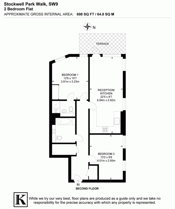 Floor Plan Image for 2 Bedroom Flat for Sale in Stockwell Park Walk, SW9