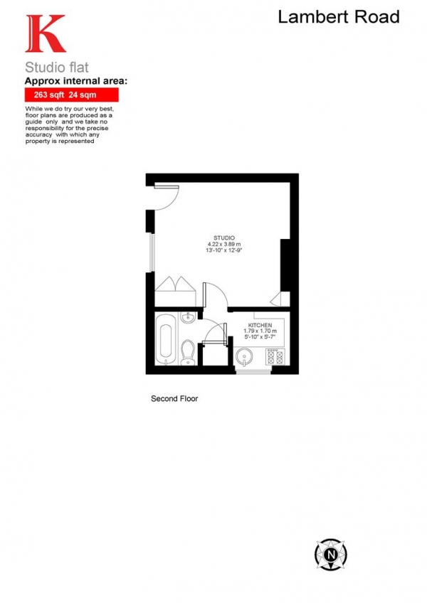 Floor Plan Image for Studio to Rent in Lambert Road, SW2