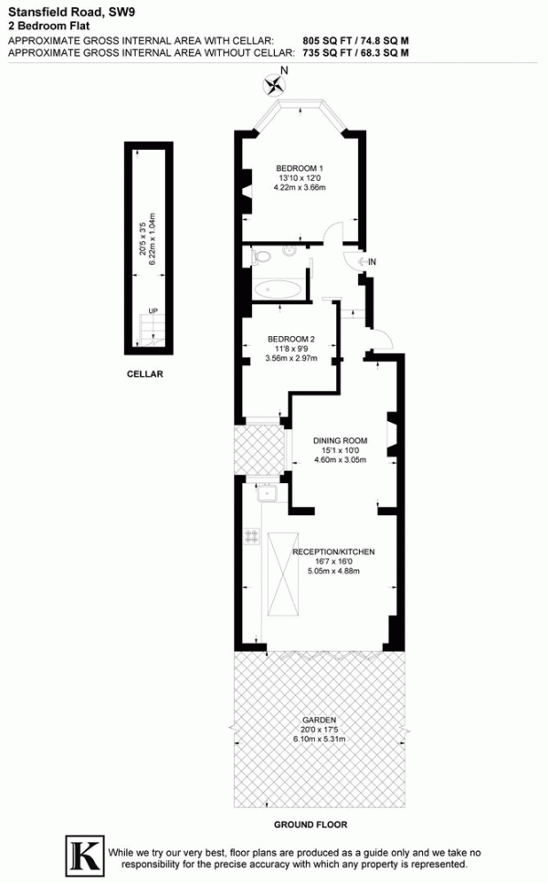 Floor Plan Image for 2 Bedroom Flat for Sale in Stansfield Road, SW9