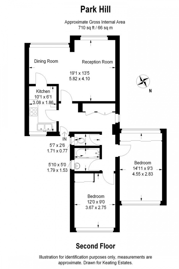 Floor Plan Image for 2 Bedroom Flat to Rent in Park Hill, SW4