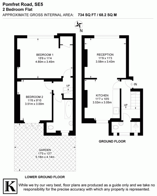 Floor Plan Image for 2 Bedroom Flat for Sale in Pomfret Road, SE5