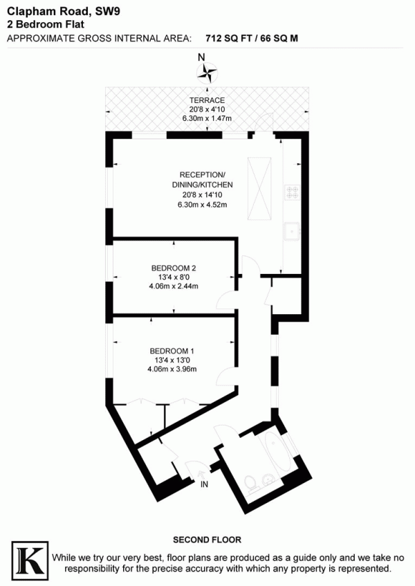 Floor Plan Image for 2 Bedroom Flat for Sale in Clapham Road, SW9