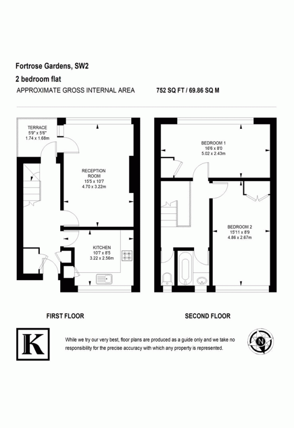 Floor Plan Image for 2 Bedroom Flat to Rent in Fortrose Gardens, London