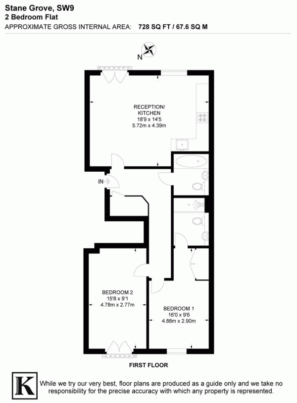 Floor Plan Image for 2 Bedroom Flat for Sale in Stane Grove, SW9