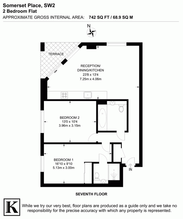 Floor Plan Image for 2 Bedroom Flat to Rent in Somerset Place, SW2