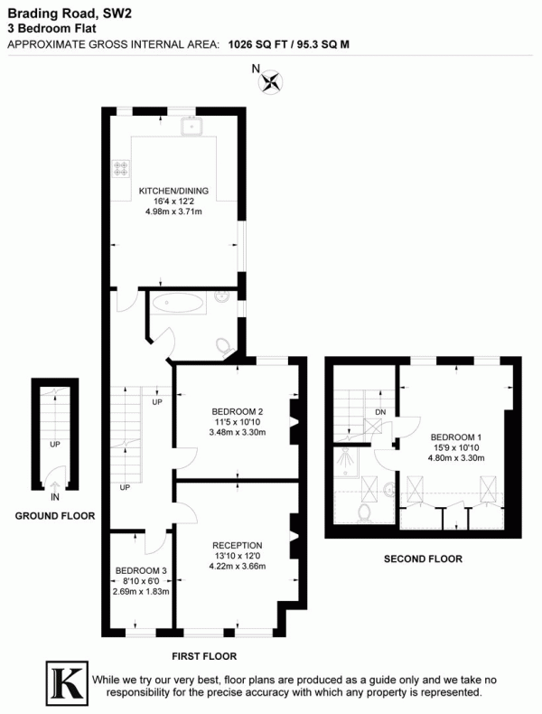 Floor Plan Image for 3 Bedroom Maisonette for Sale in Brading Road, SW2