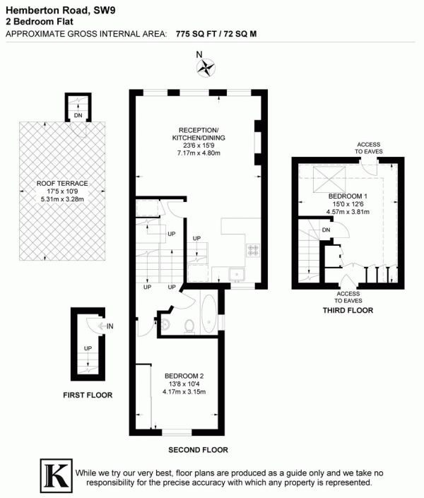 Floor Plan Image for 2 Bedroom Flat for Sale in Hemberton Road, SW9