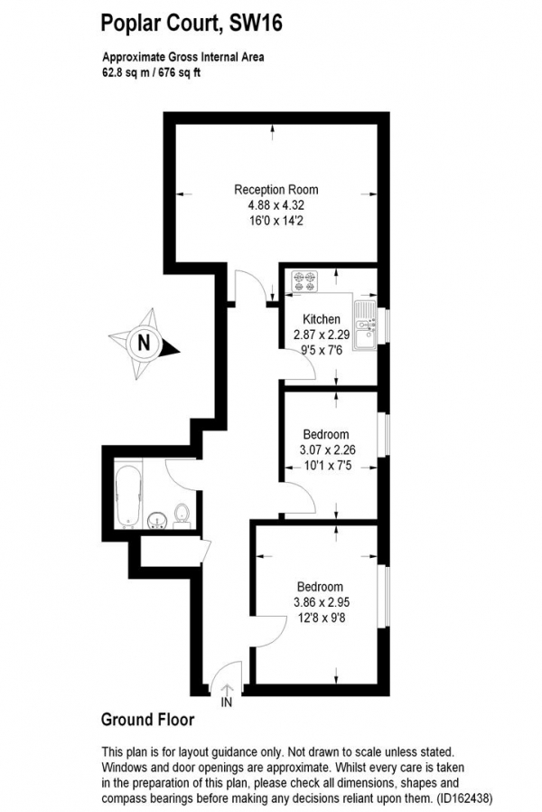 Floor Plan Image for 2 Bedroom Flat to Rent in 1 Leithcote Path, SW16