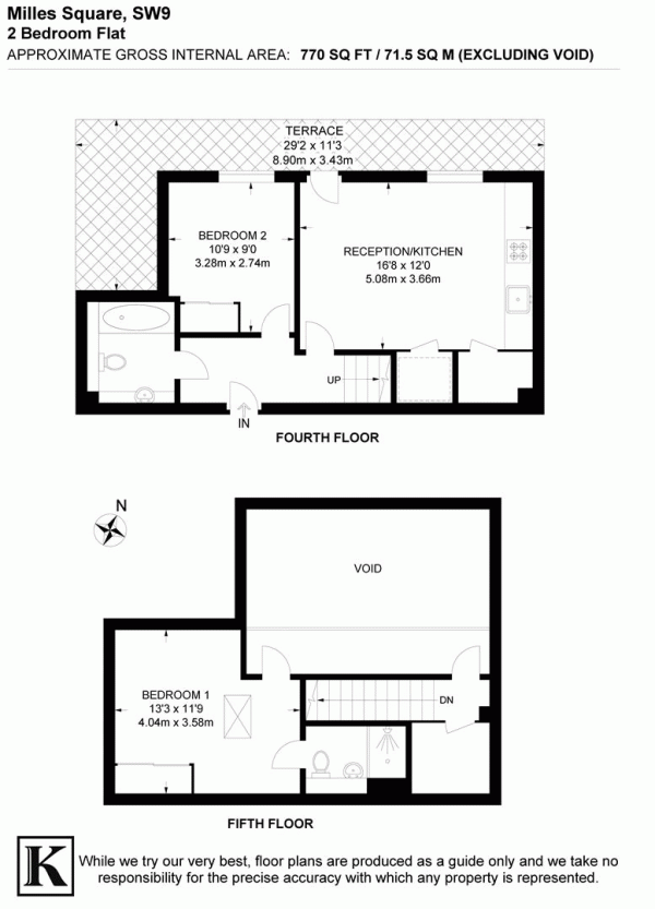 Floor Plan Image for 2 Bedroom Flat for Sale in Milles Square, SW9