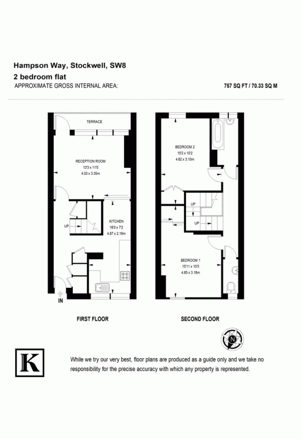 Floor Plan Image for 2 Bedroom Flat to Rent in Hampson Way, London