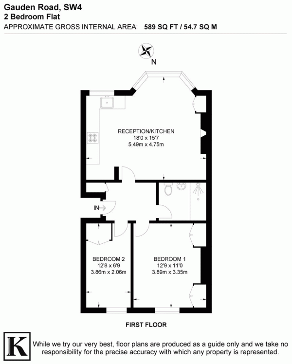 Floor Plan Image for 2 Bedroom Flat for Sale in Gauden Road, SW4