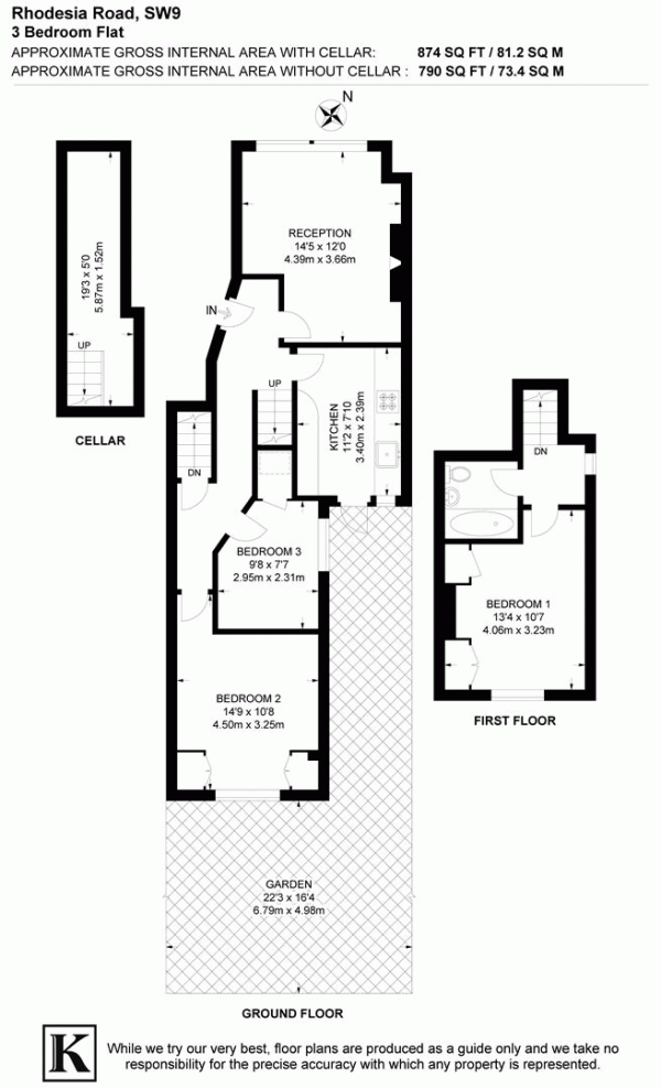 Floor Plan Image for 3 Bedroom Flat for Sale in Rhodesia Road, SW9